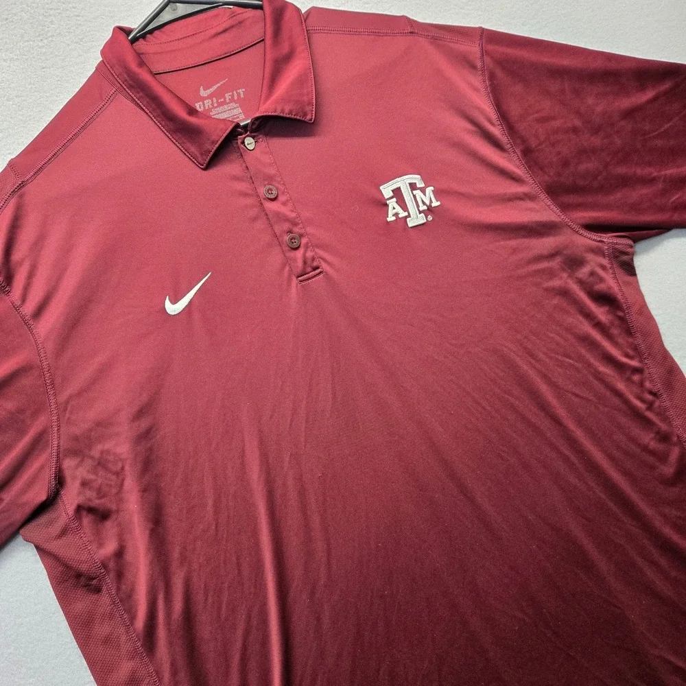 Nike Dri-FIT Texas A&M Aggies Polo Shirt Mens XL Maroon Short Sleeve Golf‎ Top